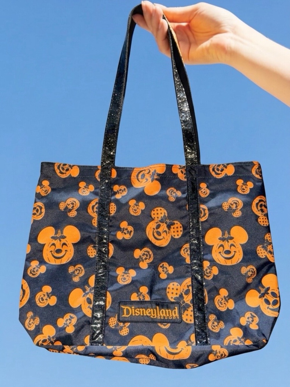 Disney Black & Orange Mickey Pumpkin Tote Bag